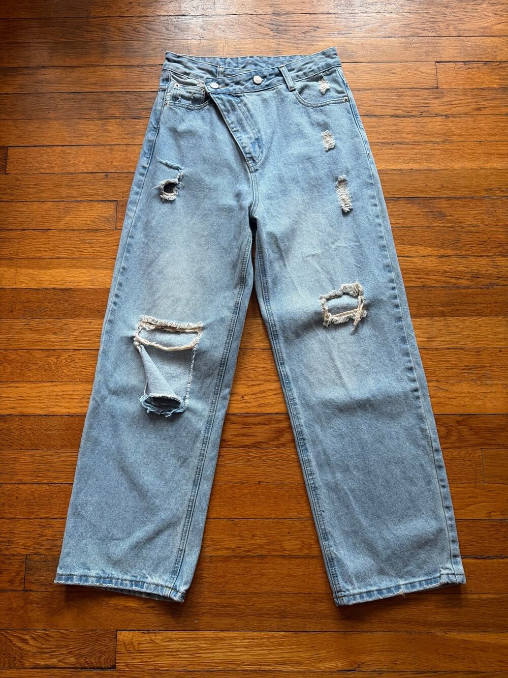 AARON & AMBER Distressed Wide Leg Jeans Womens sz S